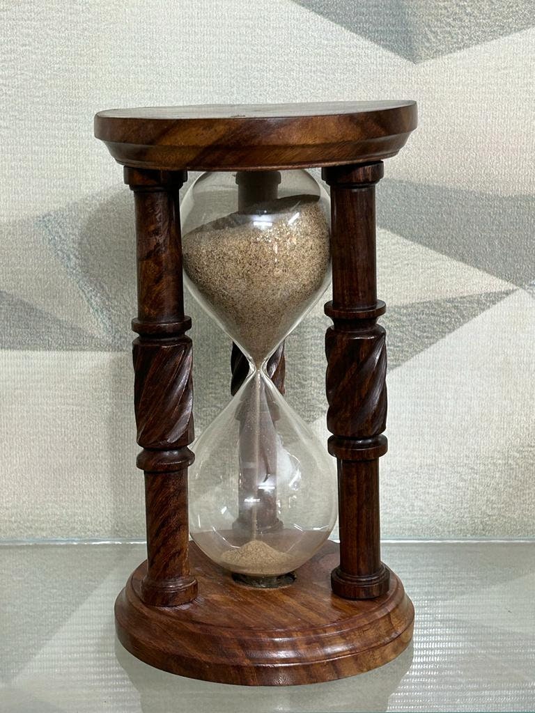Handcrafted Wooden Sand Timer: 5 Or 60 Minute Hourglass