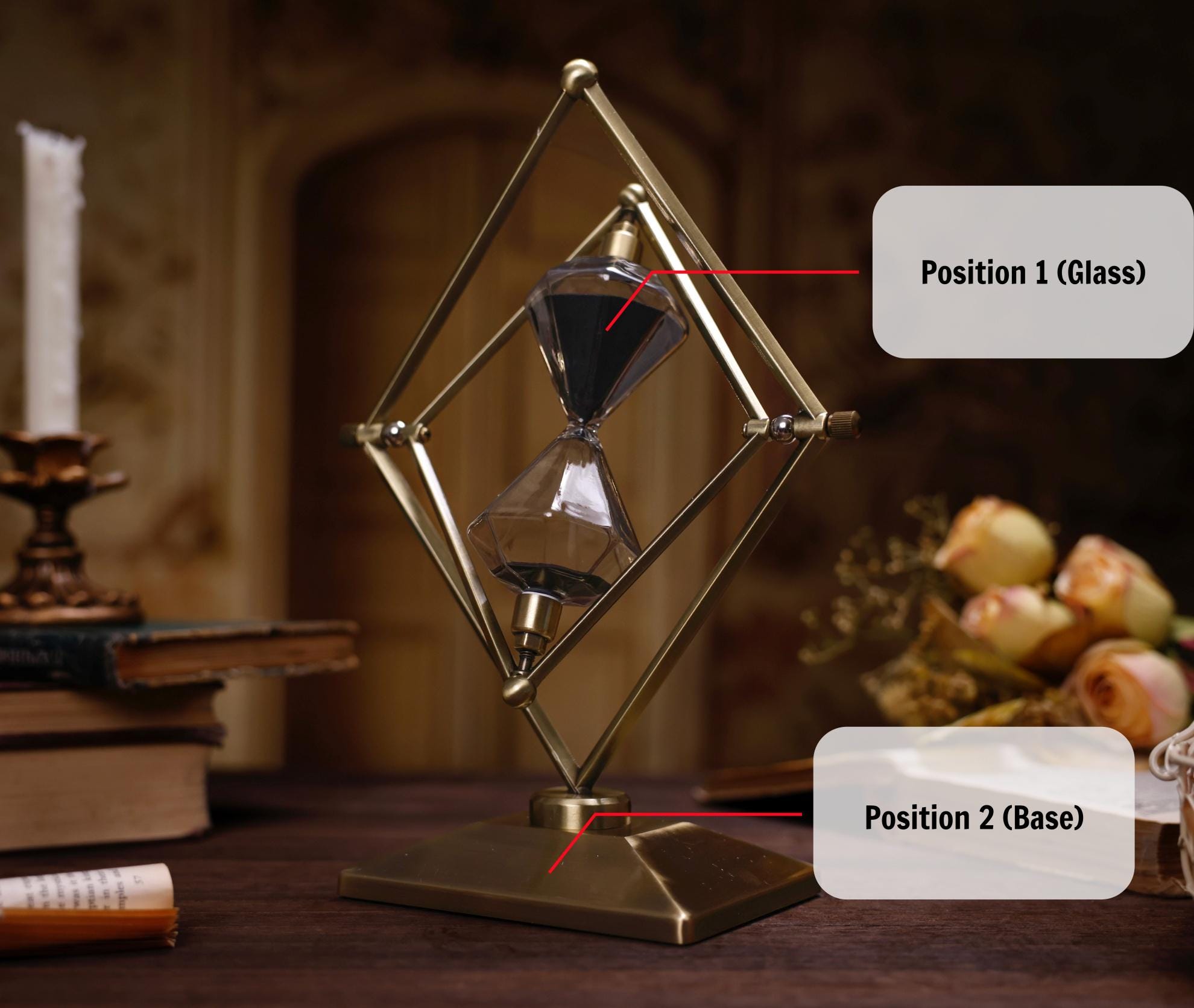 Custom Engraving Geometry Rotatable 15/30/ Hourglass - Metal Sand Timer - Personalized Anniversary Gift For Him - Office Home Entrance Decor