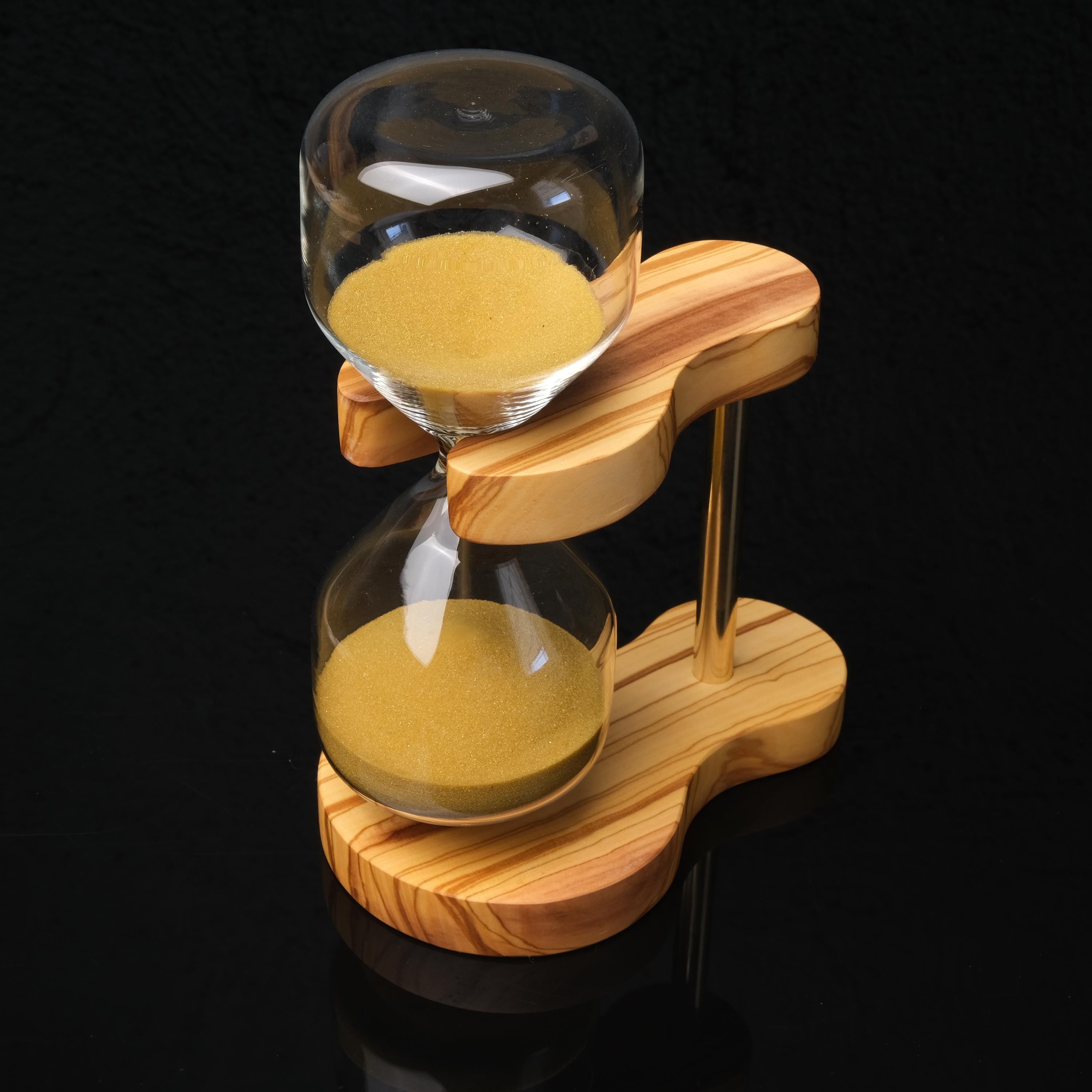 Minimalist Olive Wood Hourglass – Handmade Sand Timer, Natural Desk Decor & Meditation Gift