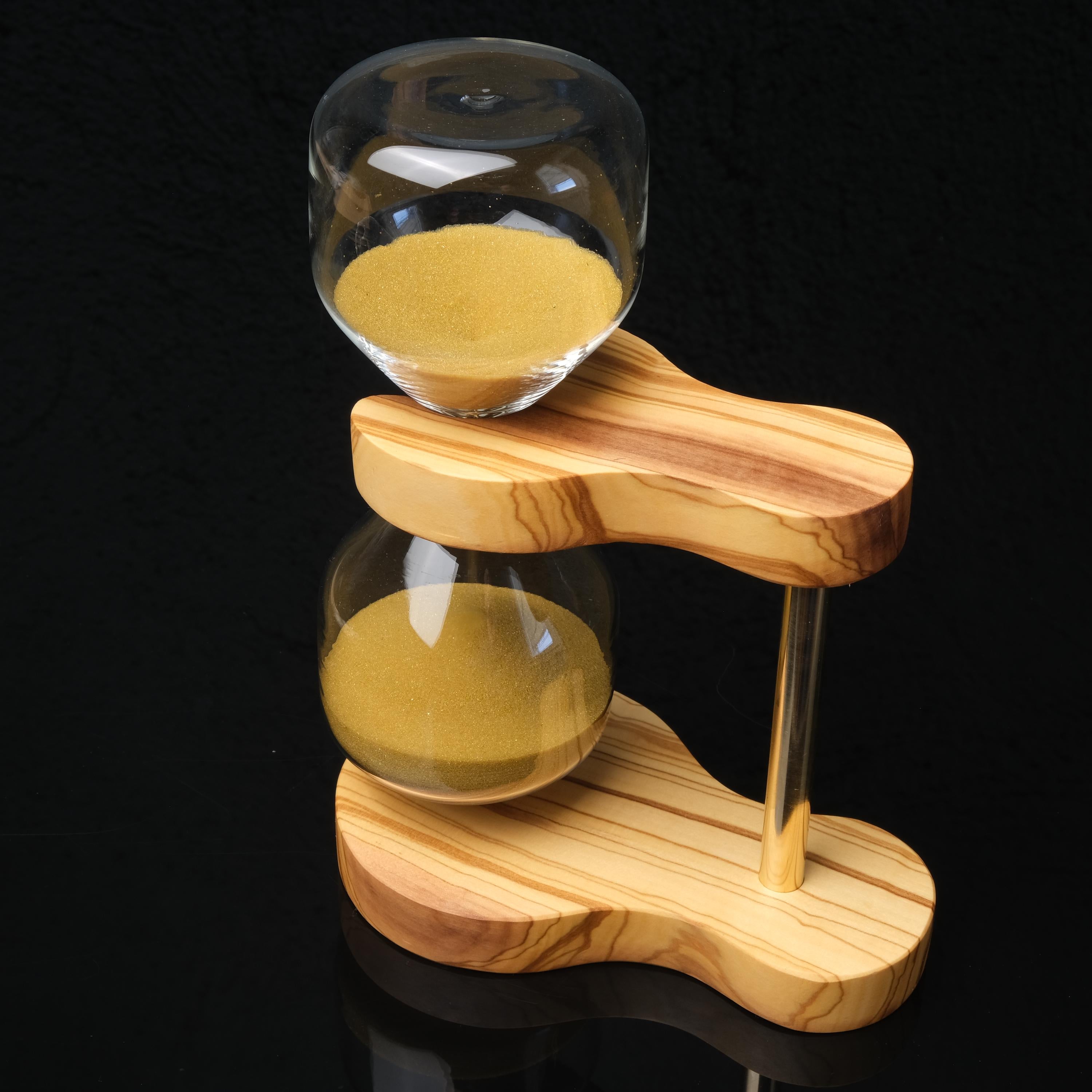 Minimalist Olive Wood Hourglass – Handmade Sand Timer, Natural Desk Decor & Meditation Gift