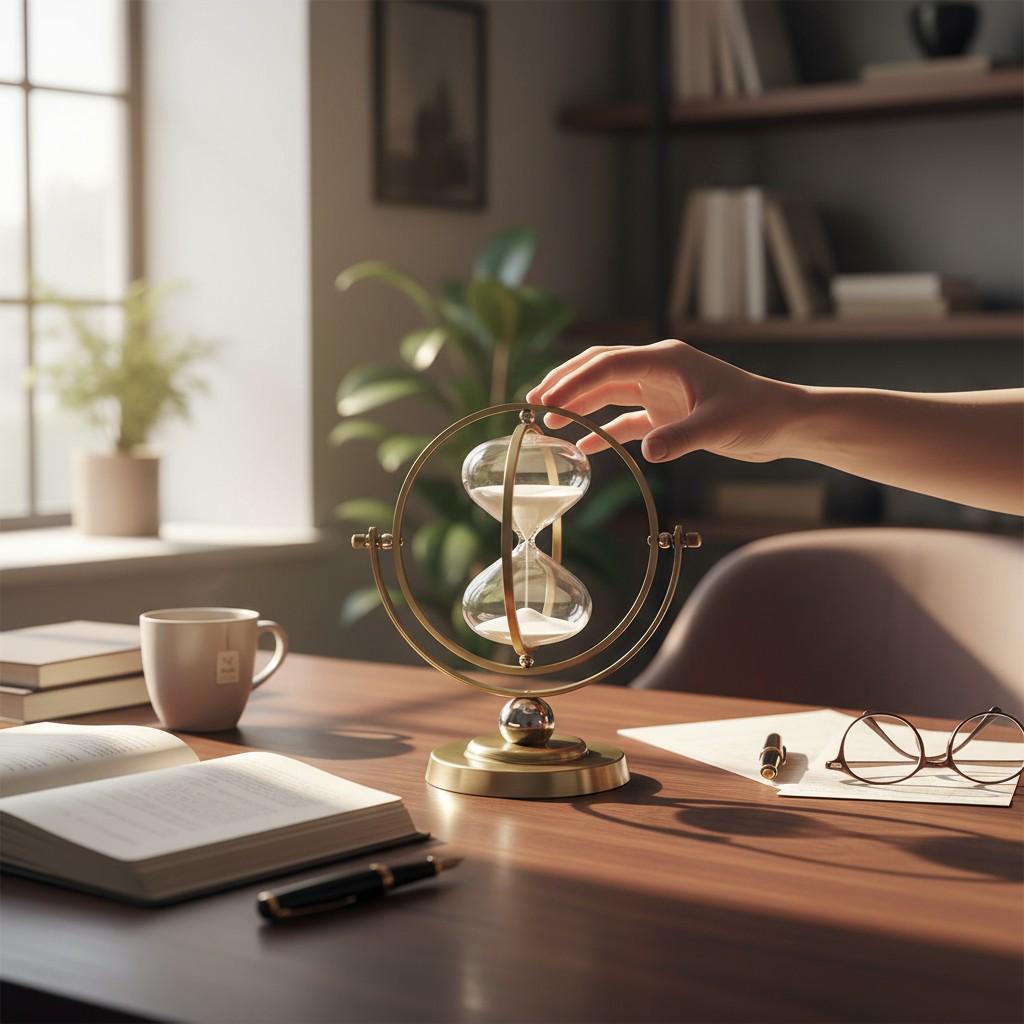 Vintage Rotating 60 Min Sand Timer Metal Glass Hourglass Desk Decor Office Gift