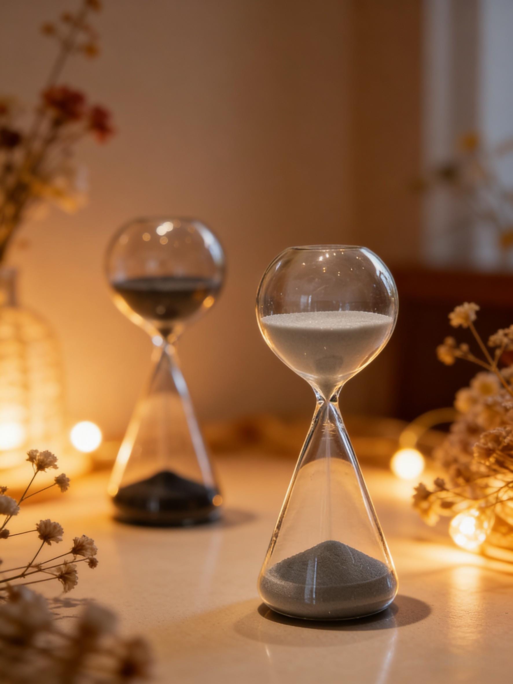 15 Minute Artistic Glass Hourglass, Modern Abstract Sand Timer, Minimalist Desk Decor, Decorative Timekeeper, Unique Home Office Gift