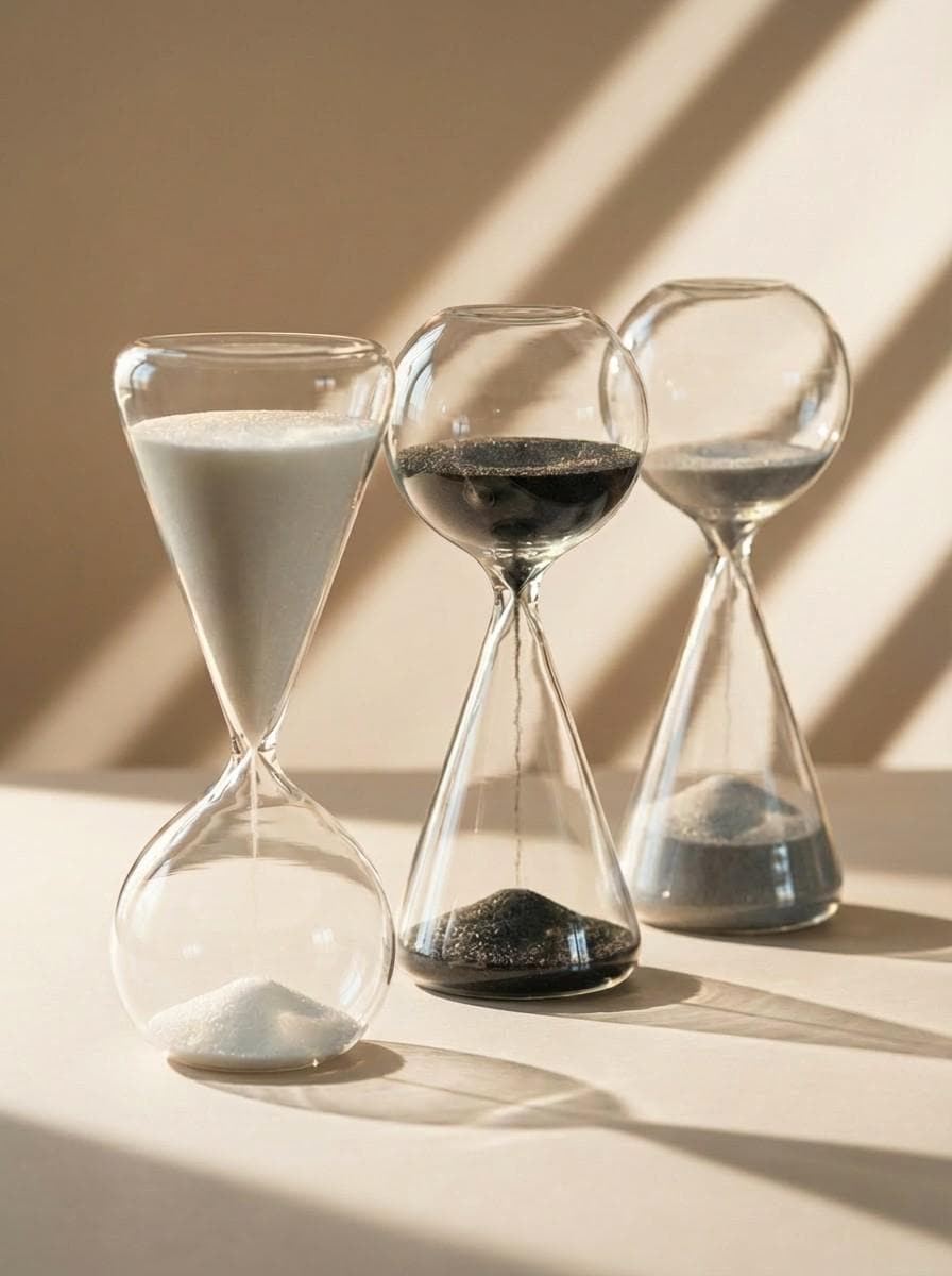 15 Minute Artistic Glass Hourglass, Modern Abstract Sand Timer, Minimalist Desk Decor, Decorative Timekeeper, Unique Home Office Gift