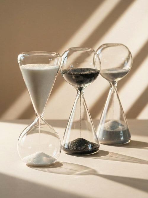 15 Minute Artistic Glass Hourglass, Modern Abstract Sand Timer, Minimalist Desk Decor, Decorative Timekeeper, Unique Home Office Gift
