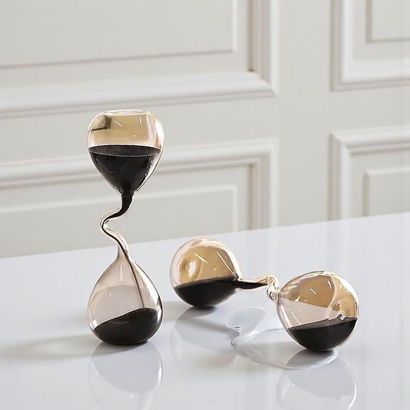 Modern Black Hourglass Sand Clock – Minimalist Glass Time Decor For Home & Office