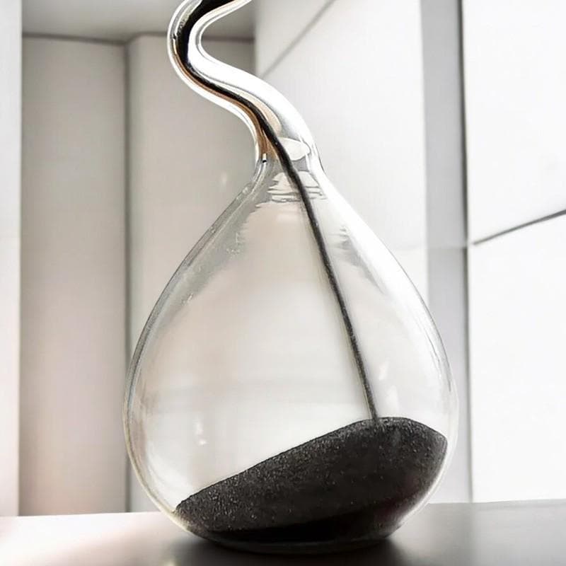 Modern Black Hourglass Sand Clock – Minimalist Glass Time Decor For Home & Office