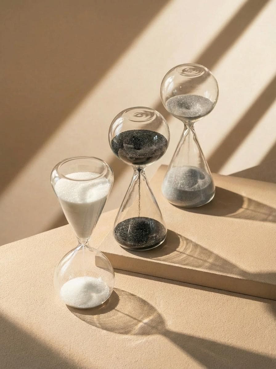 15 Minute Artistic Glass Hourglass, Modern Abstract Sand Timer, Minimalist Desk Decor, Decorative Timekeeper, Unique Home Office Gift