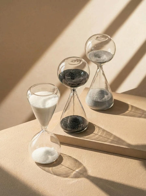 15 Minute Artistic Glass Hourglass, Modern Abstract Sand Timer, Minimalist Desk Decor, Decorative Timekeeper, Unique Home Office Gift