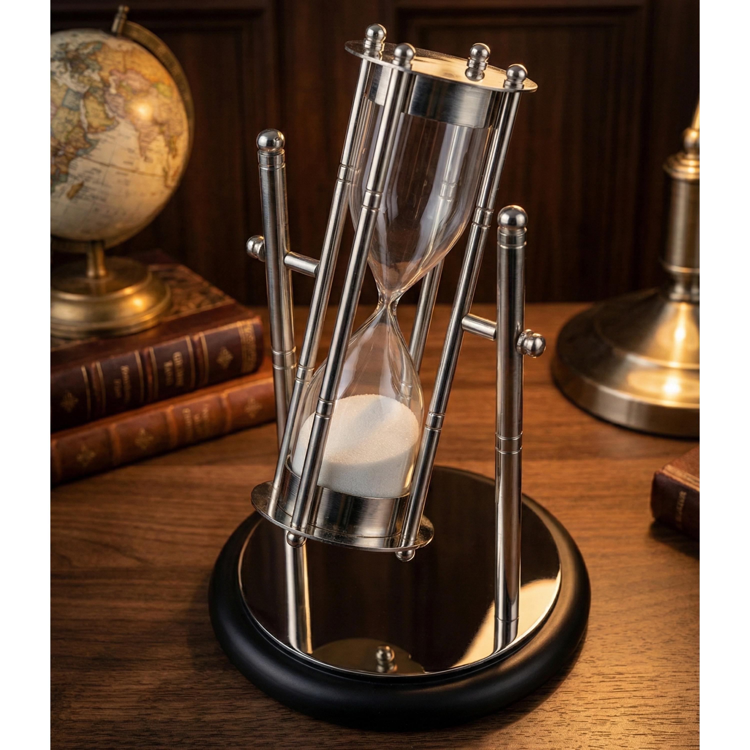 Engraved Hourglass Sand Timer | Personalized Metal & Glass Desk Decor