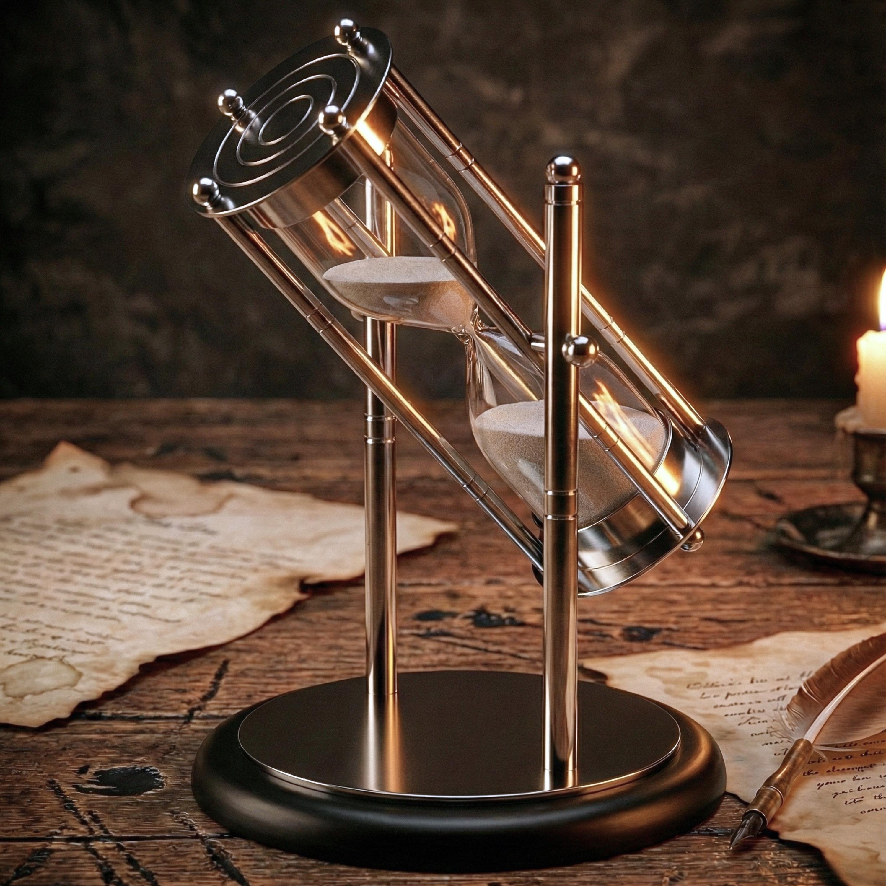 Engraved Hourglass Sand Timer | Personalized Metal & Glass Desk Decor