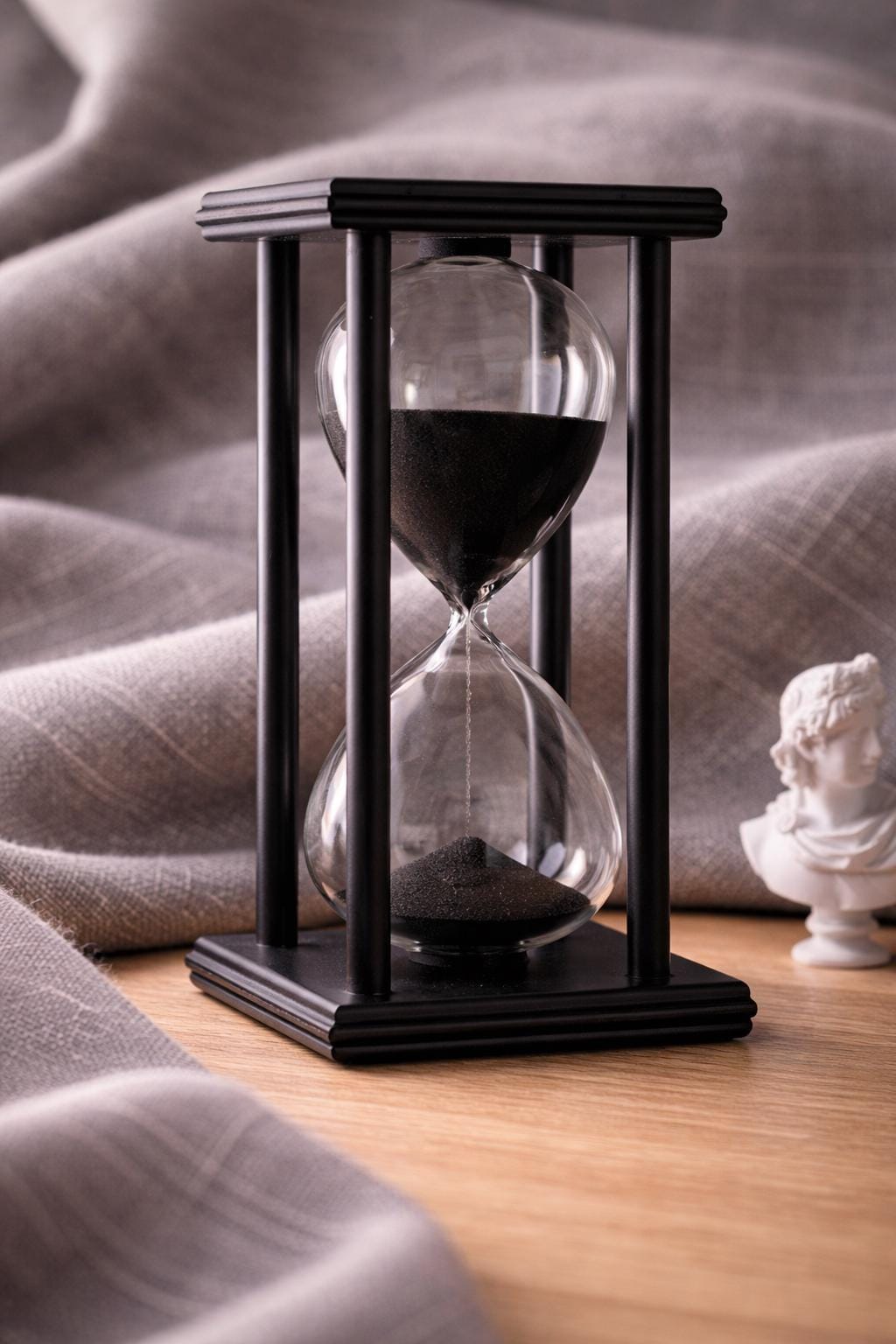 Luxury Hourglass Sand Timer, Modern Black Frame, Golden Sand, Minimalist Desk Decor