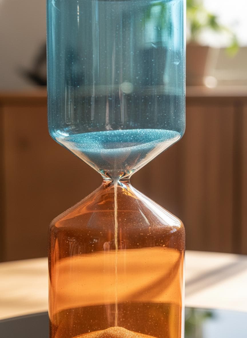 Dual Color Glass Hourglass, Creative Sand Timer, Kids Gift, Birthday Gift, Modern Art Glass Sculpture, Home Decor