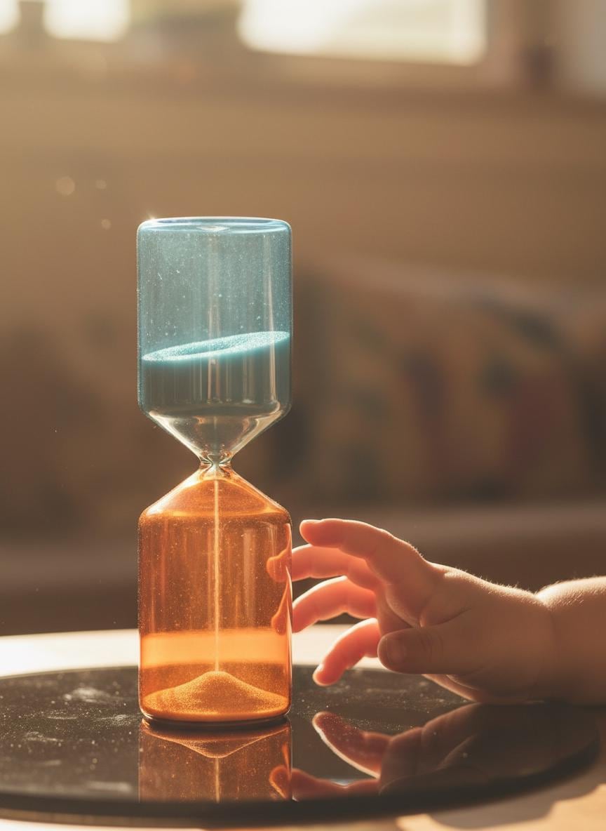 Dual Color Glass Hourglass, Creative Sand Timer, Kids Gift, Birthday Gift, Modern Art Glass Sculpture, Home Decor