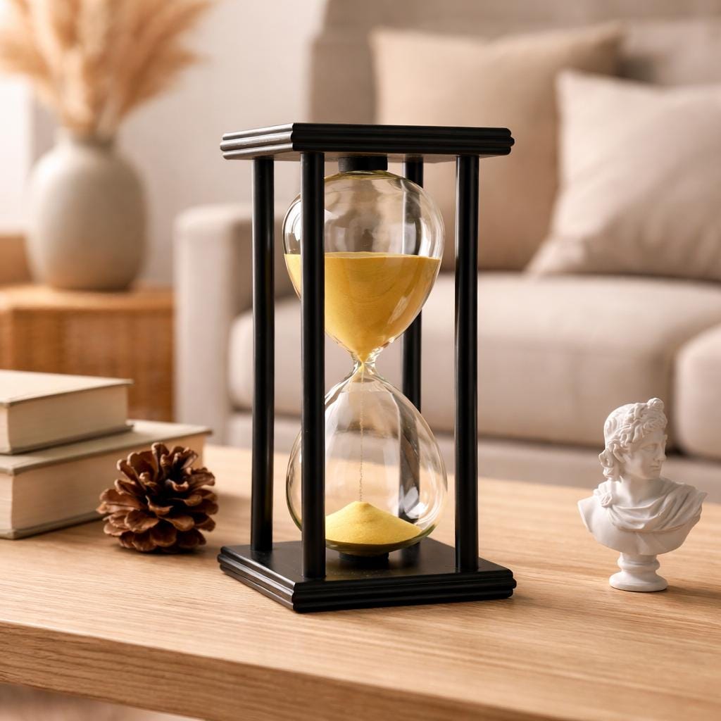 Luxury Hourglass Sand Timer, Modern Black Frame, Golden Sand, Minimalist Desk Decor