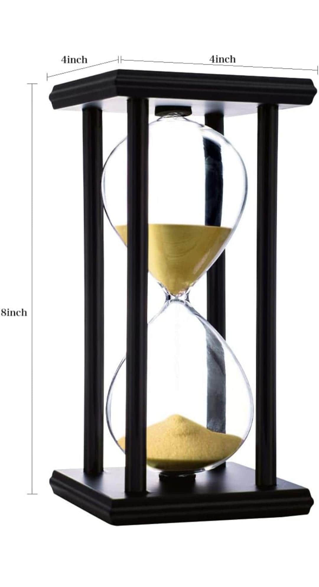 Luxury Hourglass Sand Timer, Modern Black Frame, Golden Sand, Minimalist Desk Decor