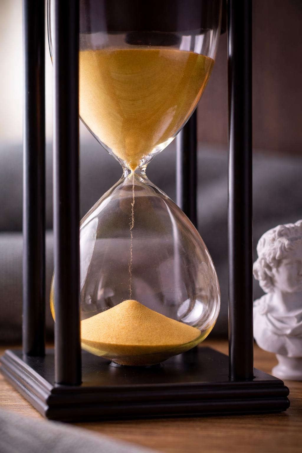 Luxury Hourglass Sand Timer, Modern Black Frame, Golden Sand, Minimalist Desk Decor