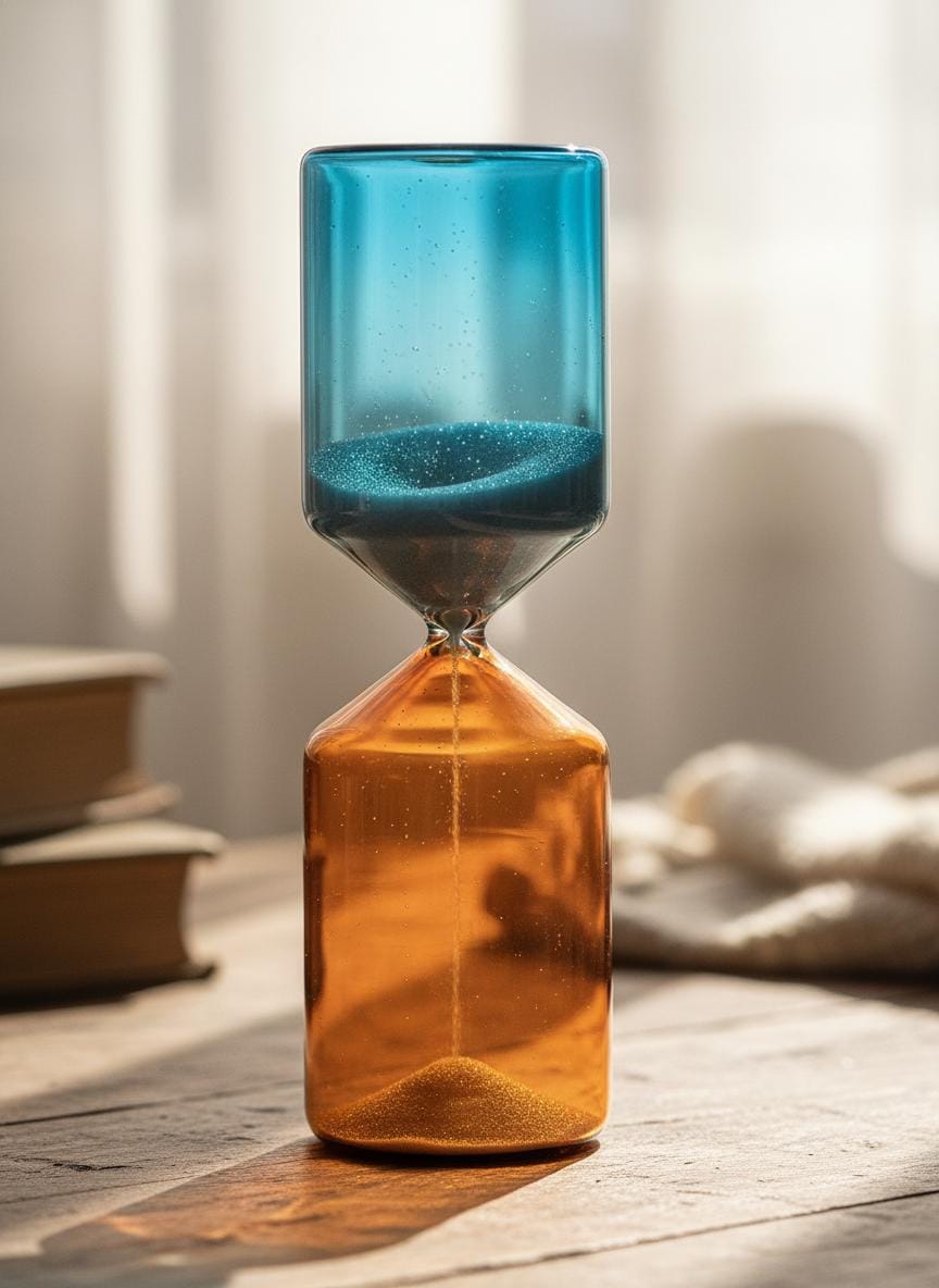 Dual Color Glass Hourglass, Creative Sand Timer, Kids Gift, Birthday Gift, Modern Art Glass Sculpture, Home Decor
